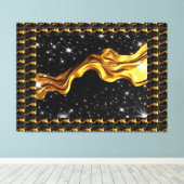 Monochrome Opulent Swirl Liquid Gold Black Achempo Canvas Afdruk (Insitu (Houten vloer))