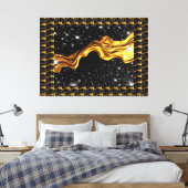 Monochrome Opulent Swirl Liquid Gold Black Achempo Canvas Afdruk (Insitu (Slaapkamer))