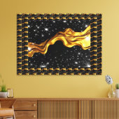 Monochrome Opulent Swirl Liquid Gold Black Achempo Canvas Afdruk (Insitu (Woonkamer))