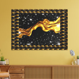 Monochrome Opulent Swirl Liquid Gold Black Achempo Canvas Afdruk