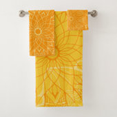 Monochrome Oranje Mandala Bath Towel Set Bad Handdoek (Insitu)