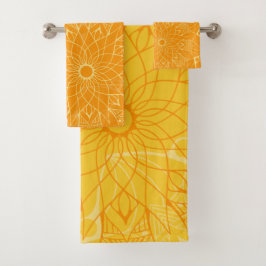 Monochrome Oranje Mandala Bath Towel Set Bad Handdoek