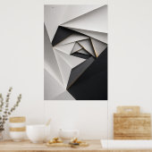 Monochrome Origami Spiraal Poster (Keuken)