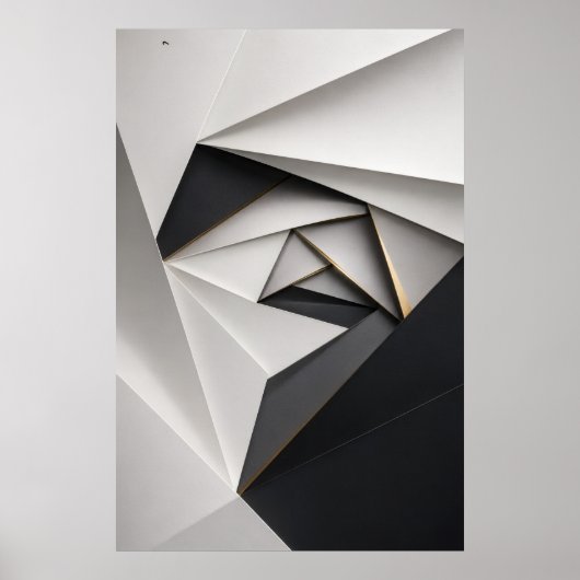 Monochrome Origami Spiraal Poster (Voorkant)
