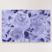 Monochrome Paarse en Mauve Waterverf Floral Legpuzzel (Horizontaal)