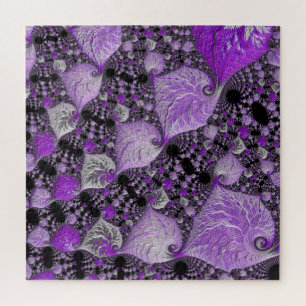 Monochrome paarse fractal kunst legpuzzel