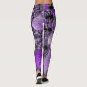 Monochrome Paarse fractale kunst Leggings (Achterkant)