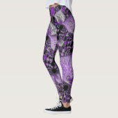 Monochrome Paarse fractale kunst Leggings (Links)