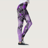 Monochrome Paarse fractale kunst Leggings (Rechts)