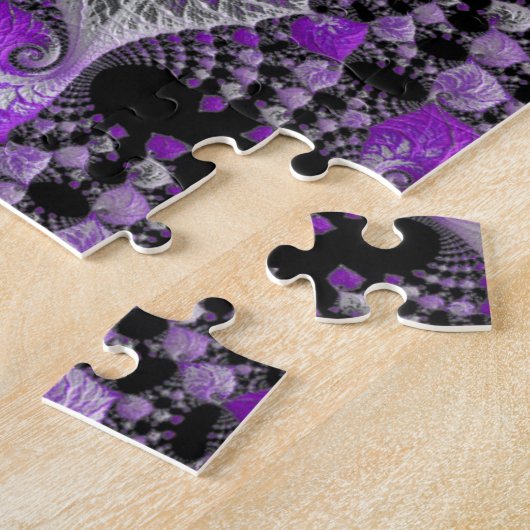 Monochrome Paarse fractale kunst Legpuzzel (Zijkant)
