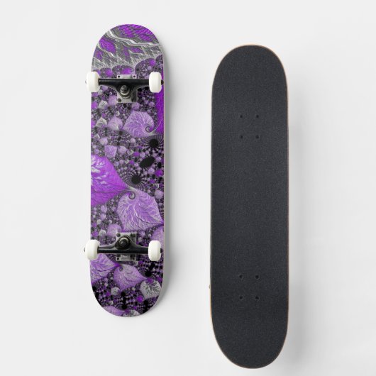 Monochrome Paarse fractale kunst Persoonlijk Skateboard (Voorkant)