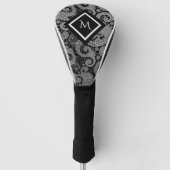 Monochrome paisley met Initiaal Golfheadcover (Voorkant)