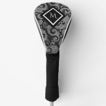 Monochrome paisley met Initiaal