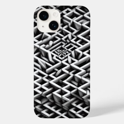 Monochrome Paradox Maze Phone Case - 3D black (Achterkant)