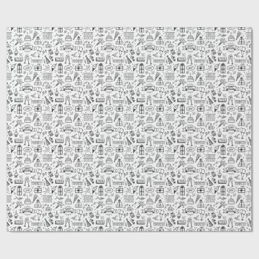 Monochrome patroonbladen voor het ompakken van pap cadeaupapier (Vlak)