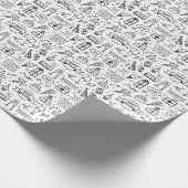 Monochrome patroonbladen voor het ompakken van pap cadeaupapier (Hoek)