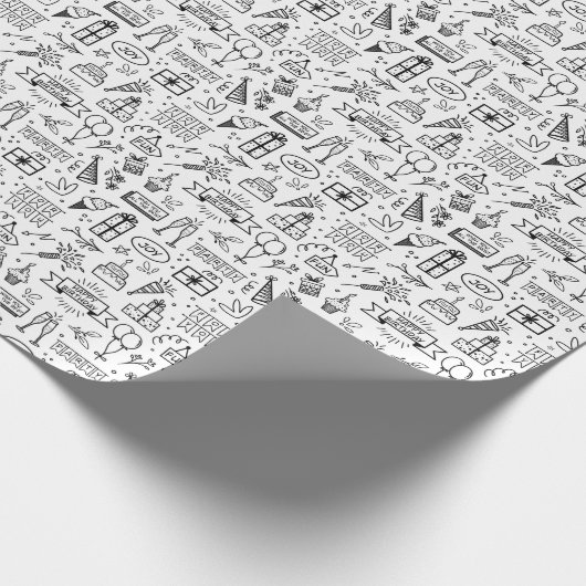 Monochrome patroonbladen voor het ompakken van pap cadeaupapier (Hoek)