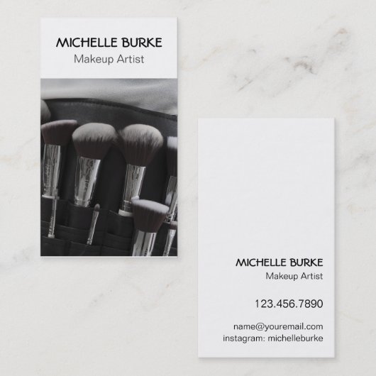 Monochrome penseelset | Makeup Artist Visitekaartje (Voorkant / Achterkant)