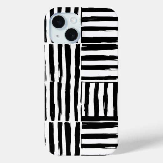 Monochrome penseelstreek Art iPhone 15 Hoesje (Achterkant)