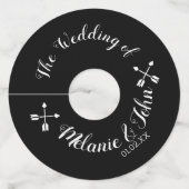 Monochrome Pijl Trouwen Logo- Parennaam Wijnglaslabel (Voorkant)