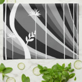 Monochrome plantenprint  theedoek (Gevouwen)