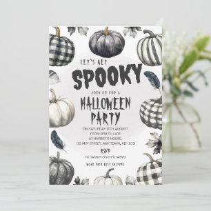 Monochrome Pompoenen Halloween Feest Uitnodiging