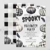 Monochrome Pompoenen Halloween Feest Uitnodiging (Voorkant / Achterkant)