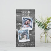 Monochrome Pop 2-foto Chrismukkah Kaart (Staand voorkant)