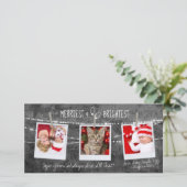 Monochrome Pop Merriest Holiday 3-fotokaart (Staand voorkant)
