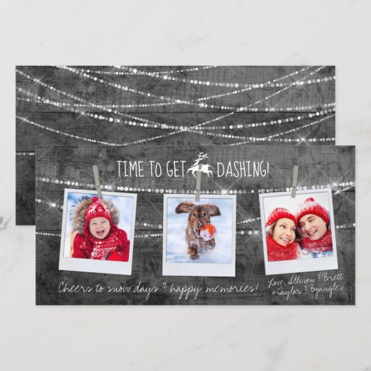 Monochrome Pop-streepjesrenrenrendierkaart 3-fotok (Voorkant / Achterkant)