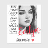 Monochrome Portret Pop Art Inspirerende Naam Sticker (Vel)