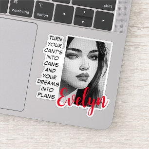 Monochrome Portret Pop Art Inspirerende Naam Sticker