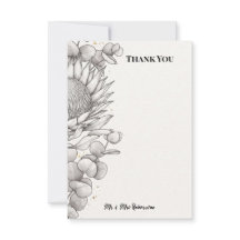 Monochrome Protea Botanische Trouwkaart Bedankkaar