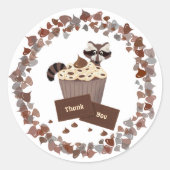 Monochrome Raccoon Chocolate Snoep Verjaardag Ronde Sticker (Voorkant)