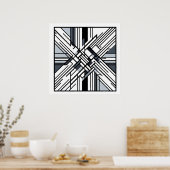Monochrome raster X – Abstracte geometrische lijnk Poster (Keuken)