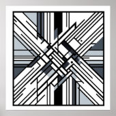 Monochrome raster X – Abstracte geometrische lijnk Poster (Voorkant)