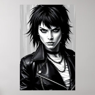 Monochrome Rebel Glam Rock Spirit Poster