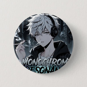 Monochrome Resonantie Stedelijke Anime Jongen Knop Ronde Button 5,7 Cm