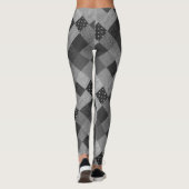 monochrome  retro patchwork fabric vierkanten leggings (Achterkant)