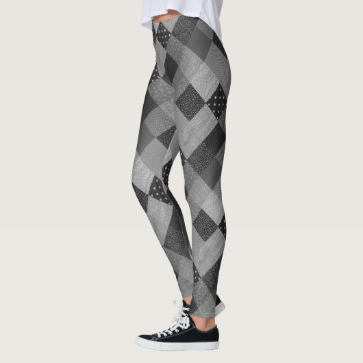 monochrome  retro patchwork fabric vierkanten leggings (Links)