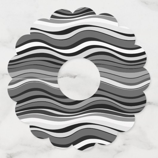 Monochrome rimpelpatroon wijnglaslabel (Voorkant)