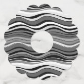 Monochrome rimpelpatroon wijnglaslabel (Achterkant)