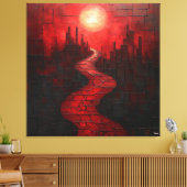 Monochrome Rode Abstracte Stadsgezicht met Pad Canvas Afdruk (Insitu (Woonkamer))