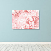 Monochrome roze bloem canvasprint canvas afdruk (Insitu (Houten vloer))