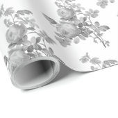  monochrome Rozen Elegant Patroon Cadeaupapier (Rol Hoek)