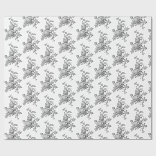  monochrome Rozen Elegant Patroon Cadeaupapier (Vlak)
