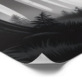 Monochrome rustige wandeling in het bos poster (Hoek)