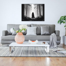 Monochrome rustige wandeling in het bos poster