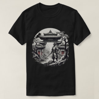 Monochrome Samurai Warrior illustratie T-shirt