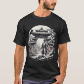Monochrome Samurai Warrior illustratie T-shirt (Voorkant)